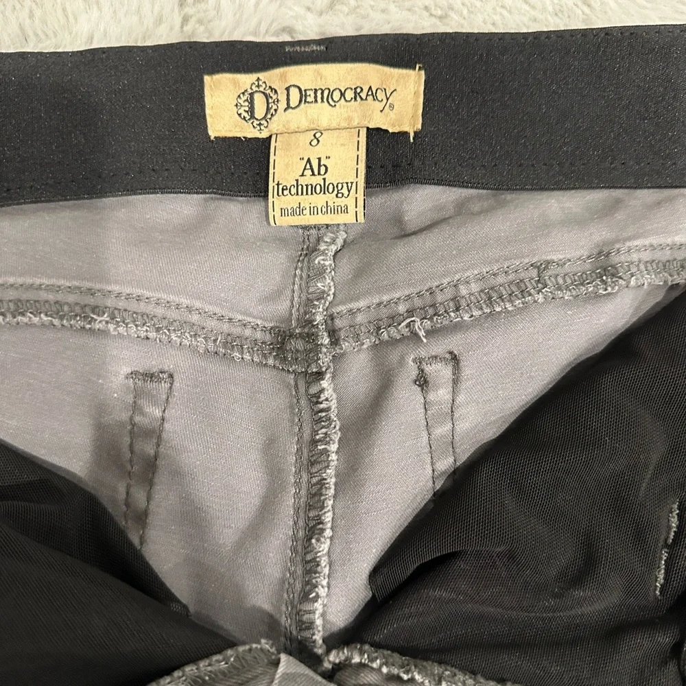 Democracy Ab Technology Gray Camo Skinny Jeans Size 8 | Zip Detail Stretch Denim
